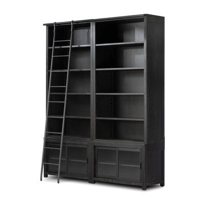 Admont Double Bookcase W Ladder-Worn Blk