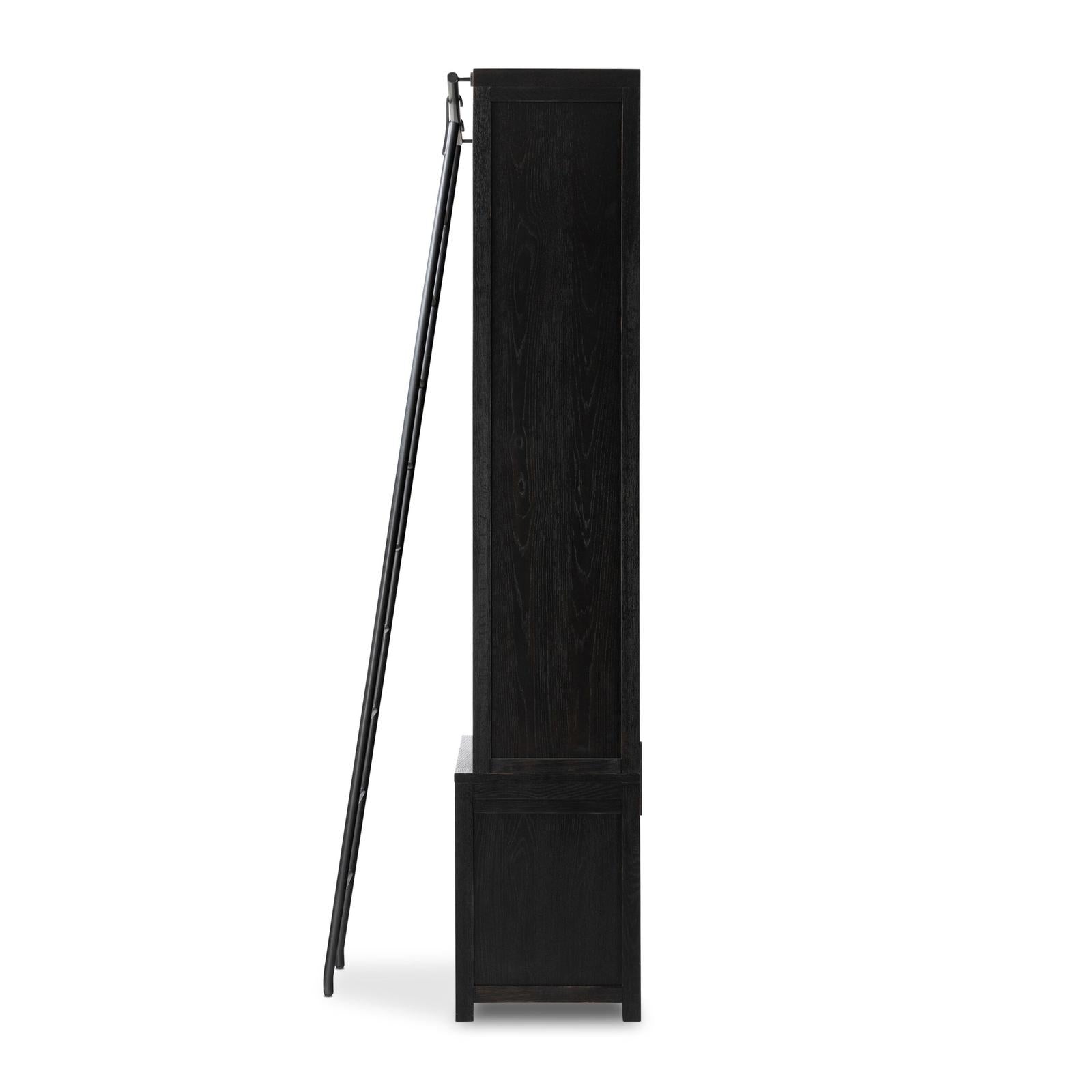 Admont Double Bookcase W Ladder-Worn Blk