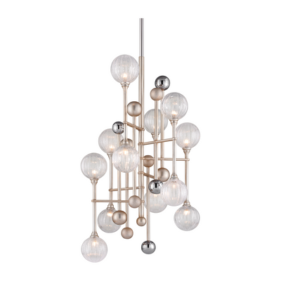 Corbett Majorette 12 Light Silver Leaf with Polished Chrome Chandelier Ceiling Light Clearance