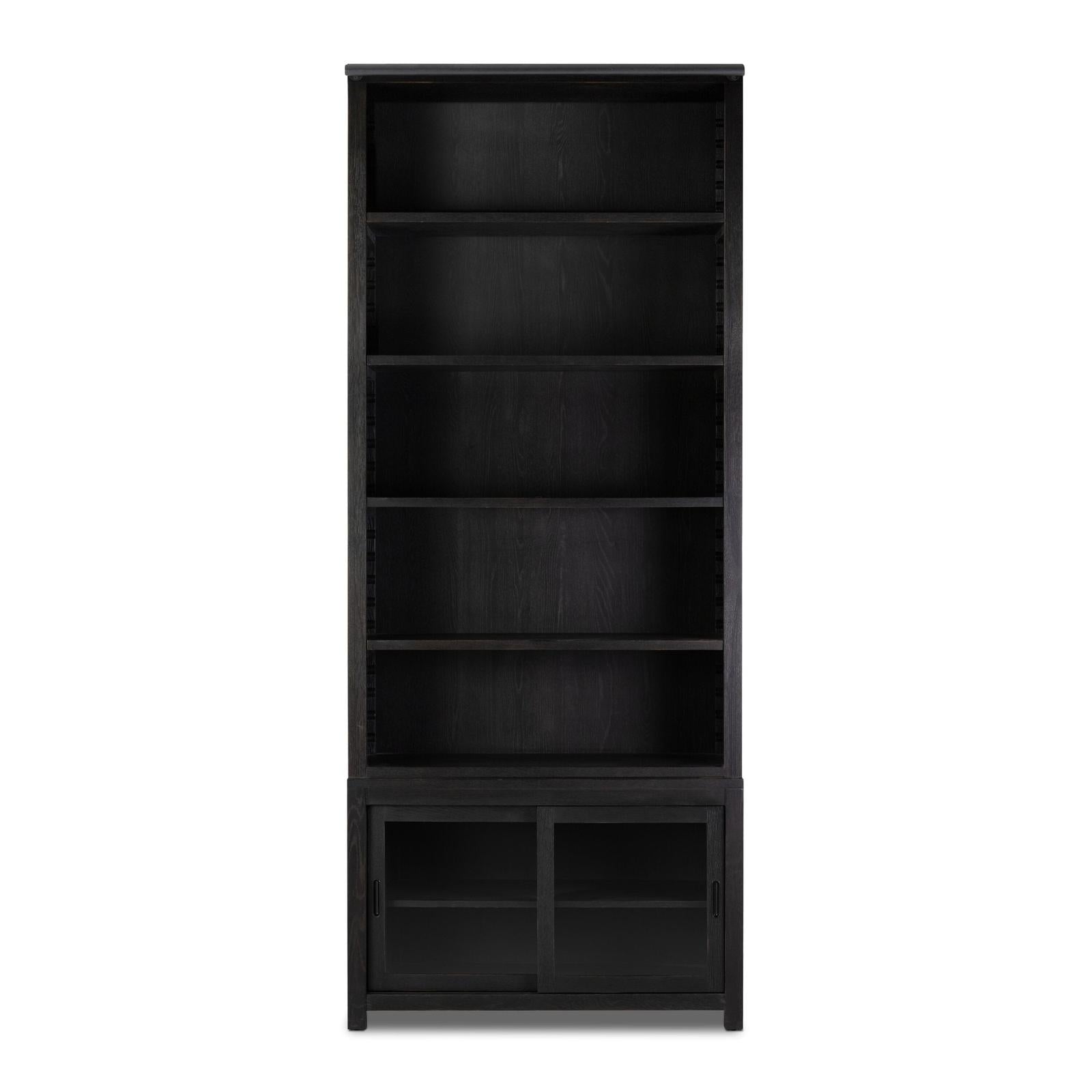 Admont Bookcase-Worn Black Veneer