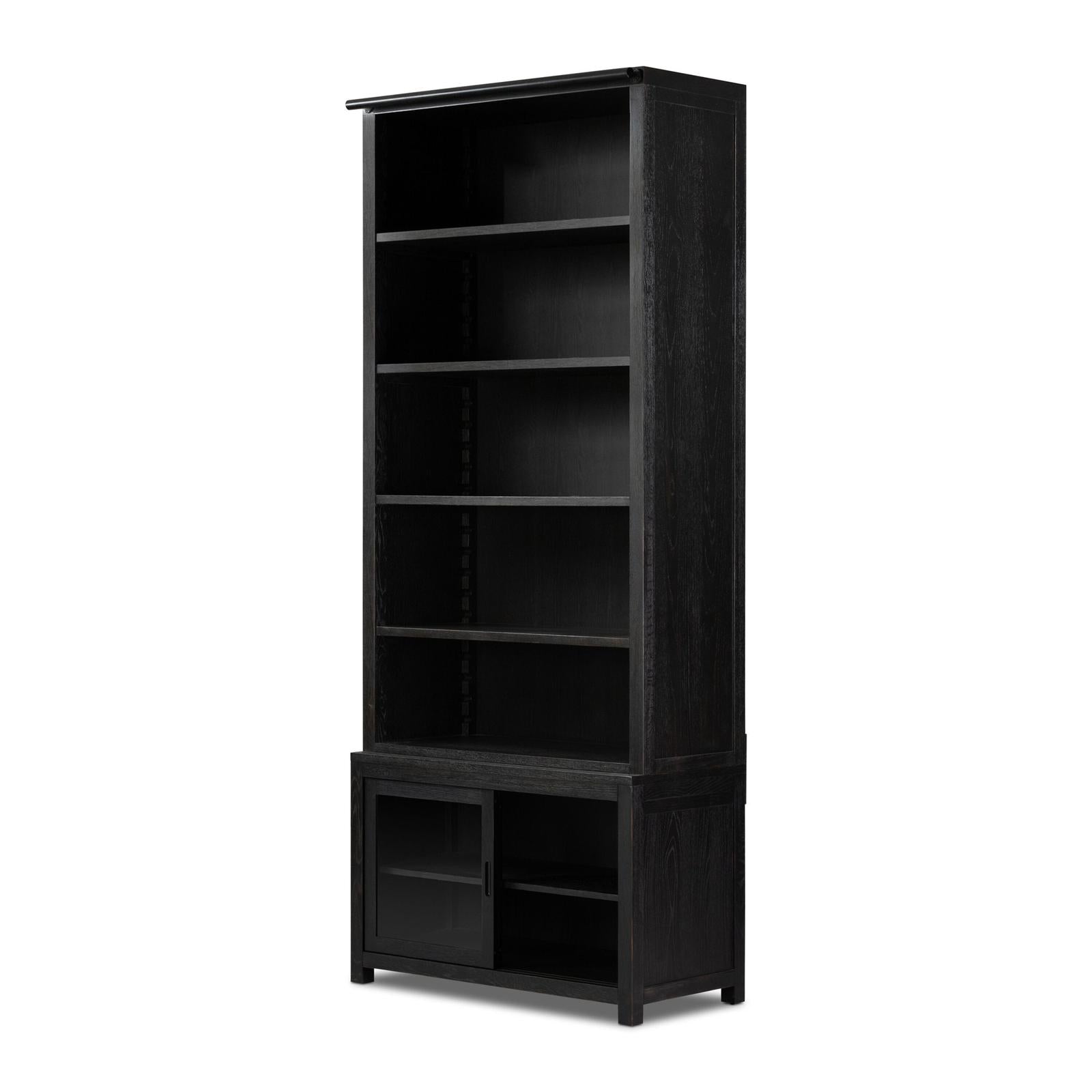 Admont Bookcase-Worn Black Veneer