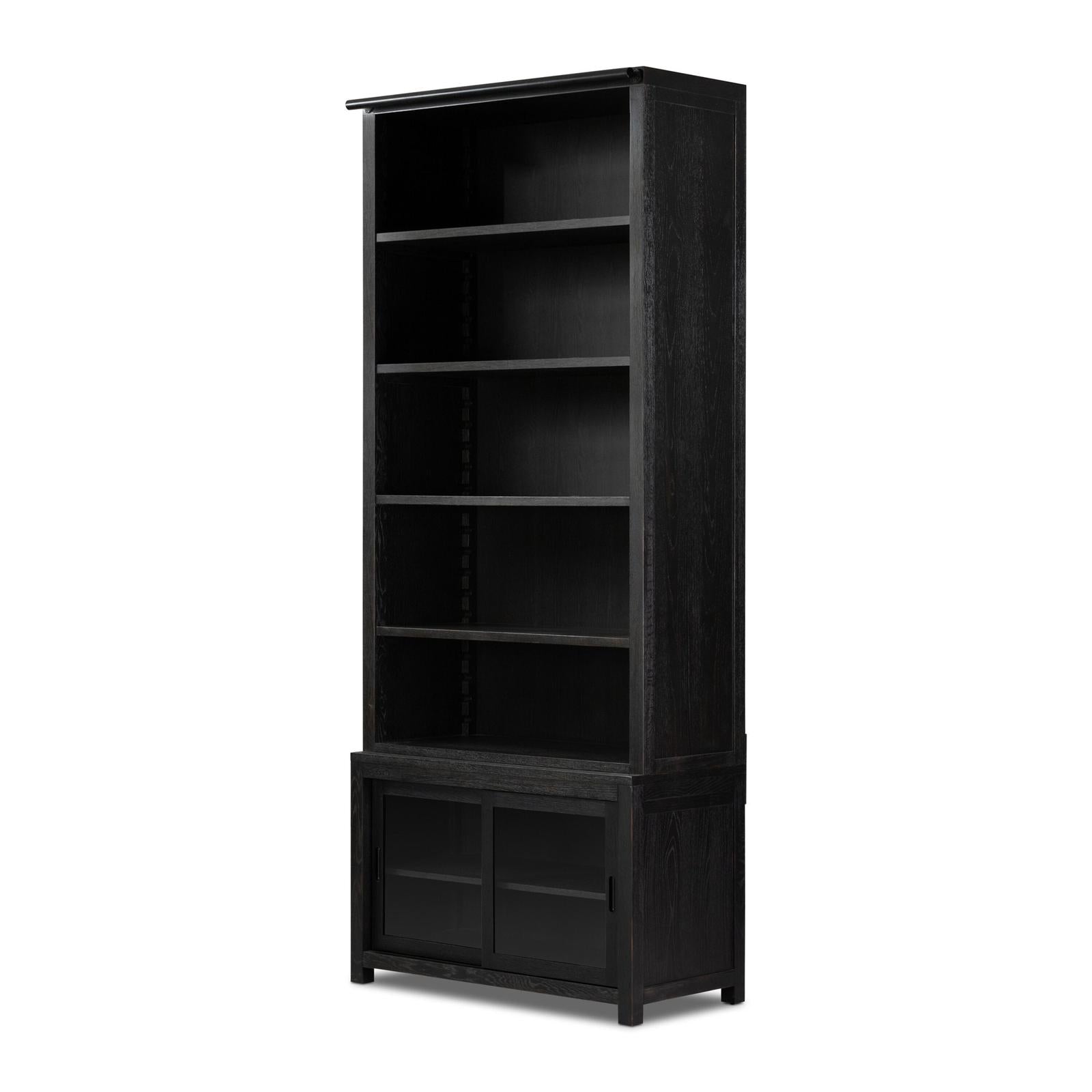 Admont Bookcase-Worn Black Veneer