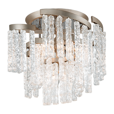 Corbett Mont Blanc 5 Light Warm Silver Leaf Semi Flush Ceiling Light Clearance