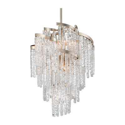 Corbett Mont Blanc 9 Light Modern Silver Leaf Chandelier Ceiling Light
