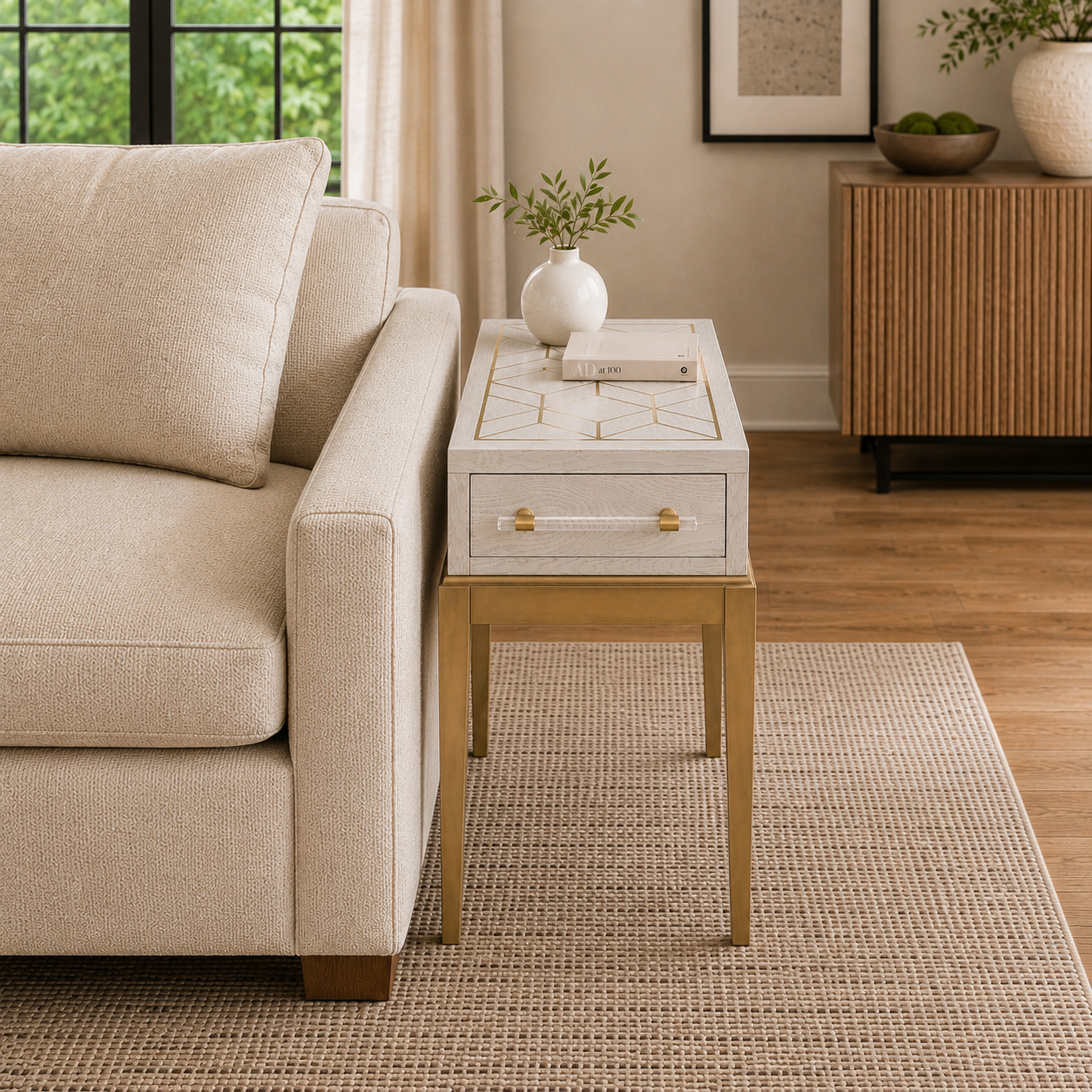 BMC Perrine White Accent Table