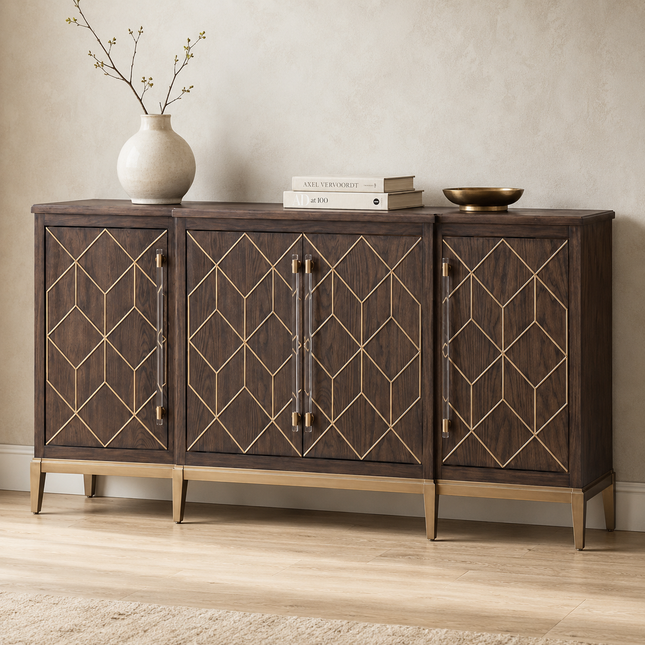 BMC Perrine Brown Oak Four Door Cabinet