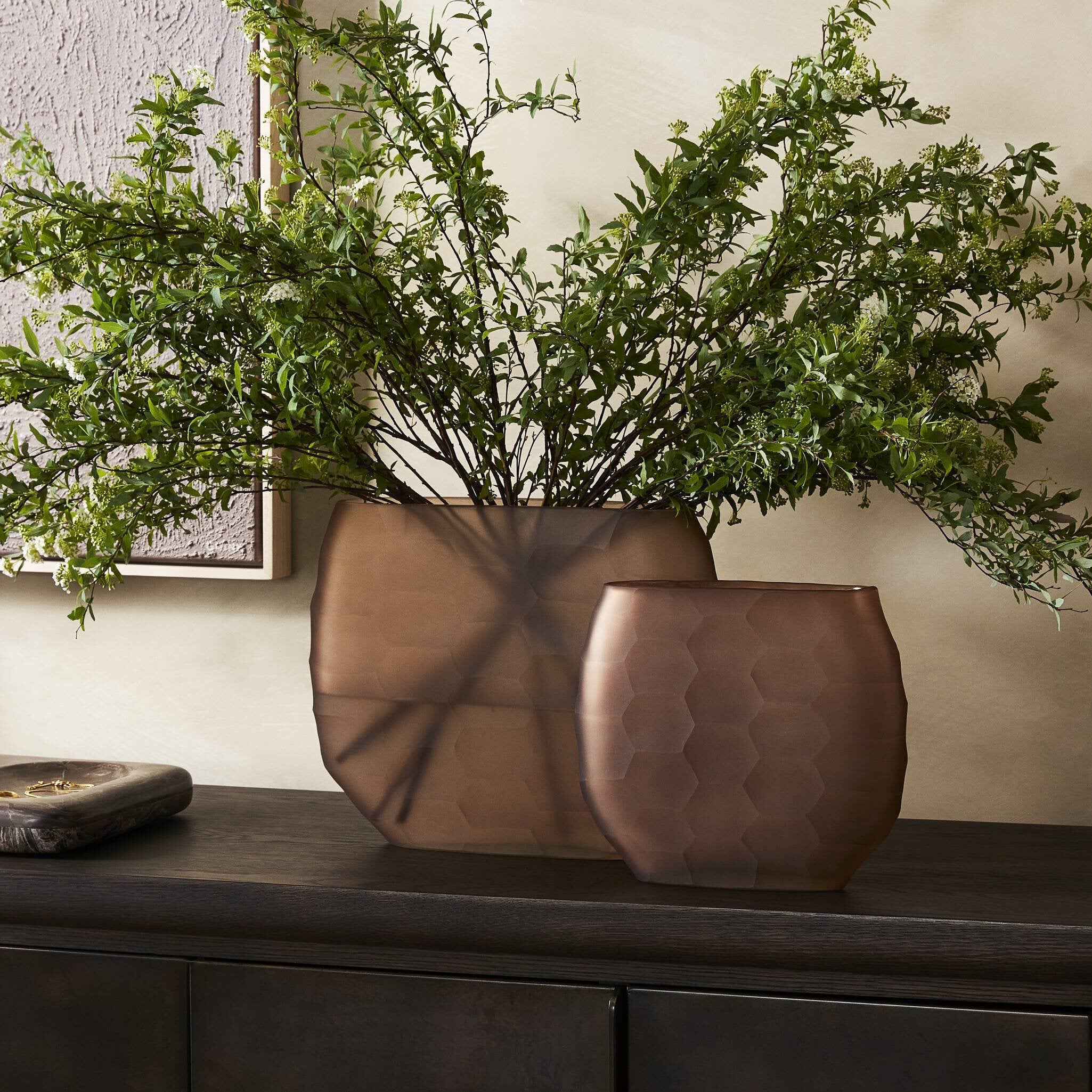 Four Hands Textured Glass Oval Vases