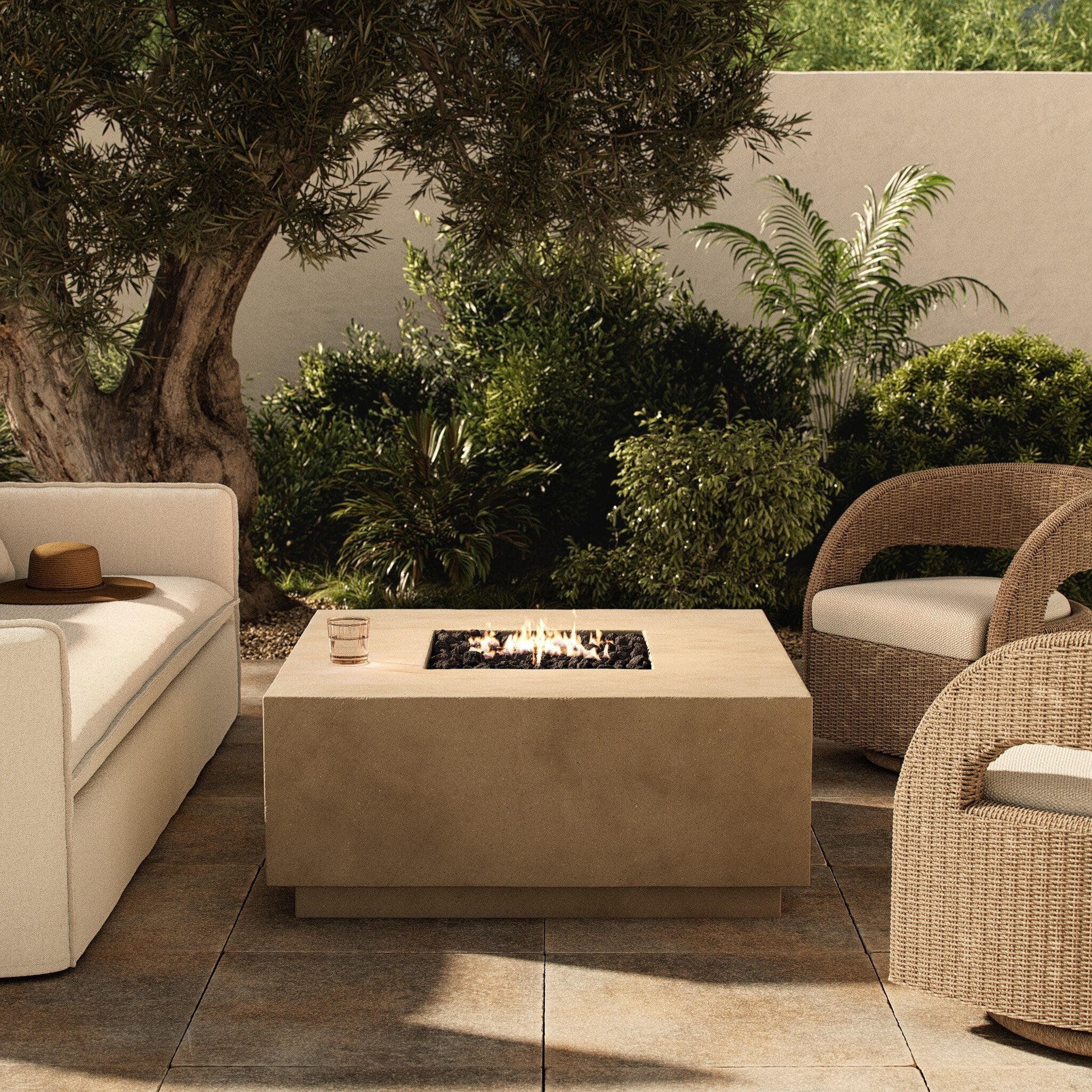 Four Hands Donovan Outdoor Fire Table Propane