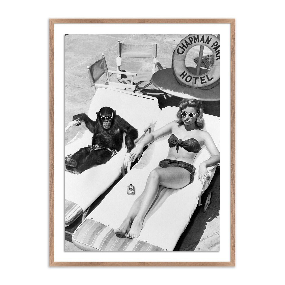 Woman Sunbathing With Chimpanzee By Getty Images