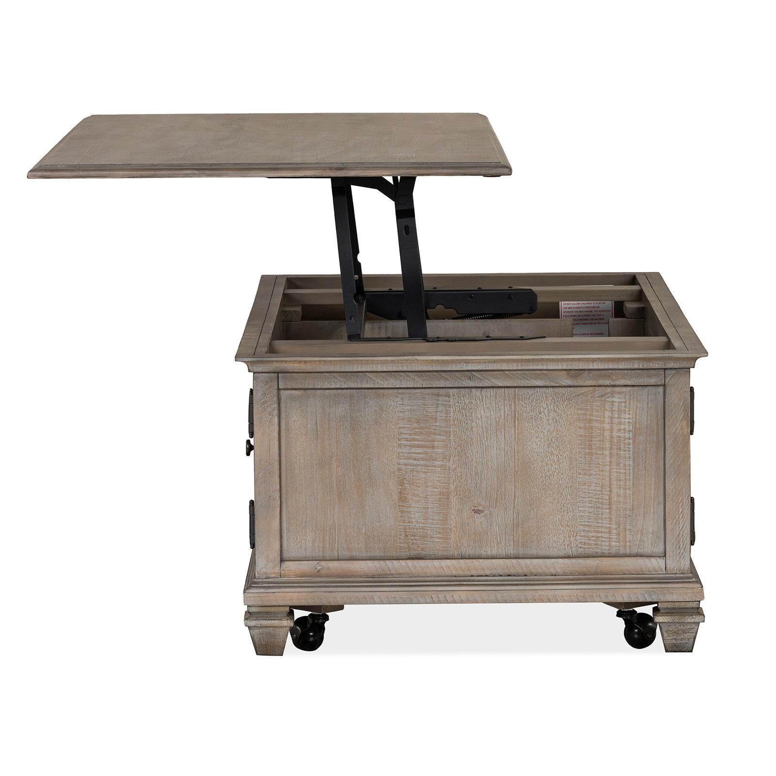 Magnussen Home Lancaster Dovetail Grey Lift Top Storage Cocktail Table With Casters