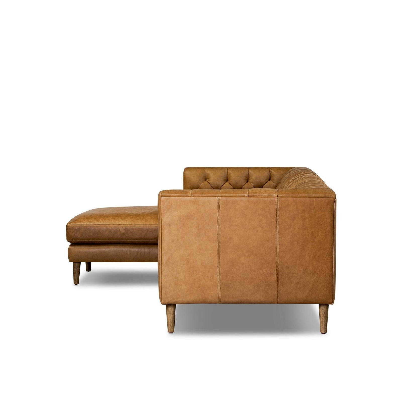 Four Hands Thurston Cascara Cognac 2-Piece Sectional