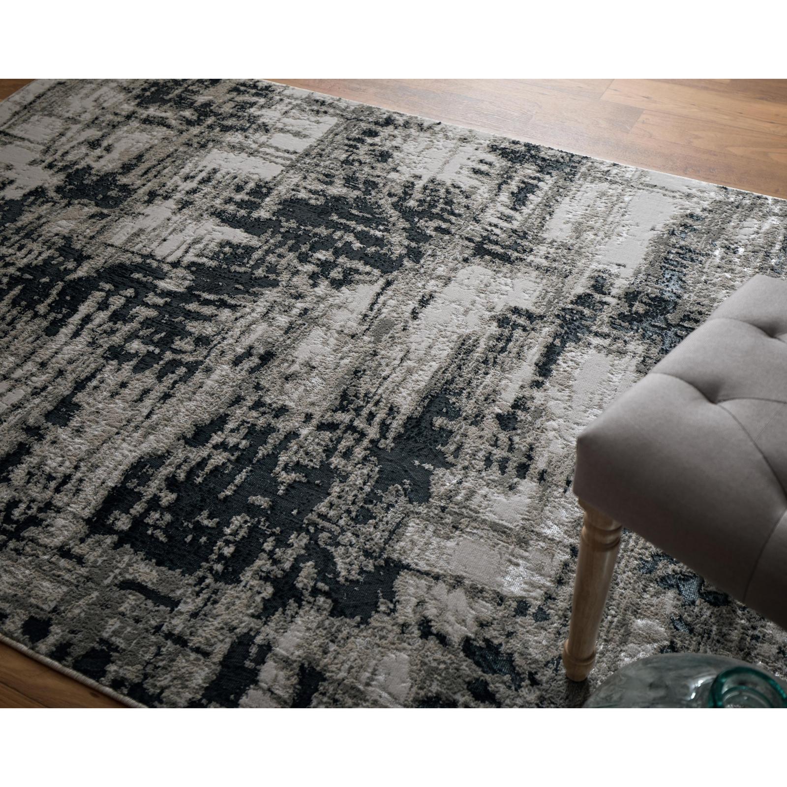 Feizy Micah 3339F Modern Abstract Rug in Black/White/Gray