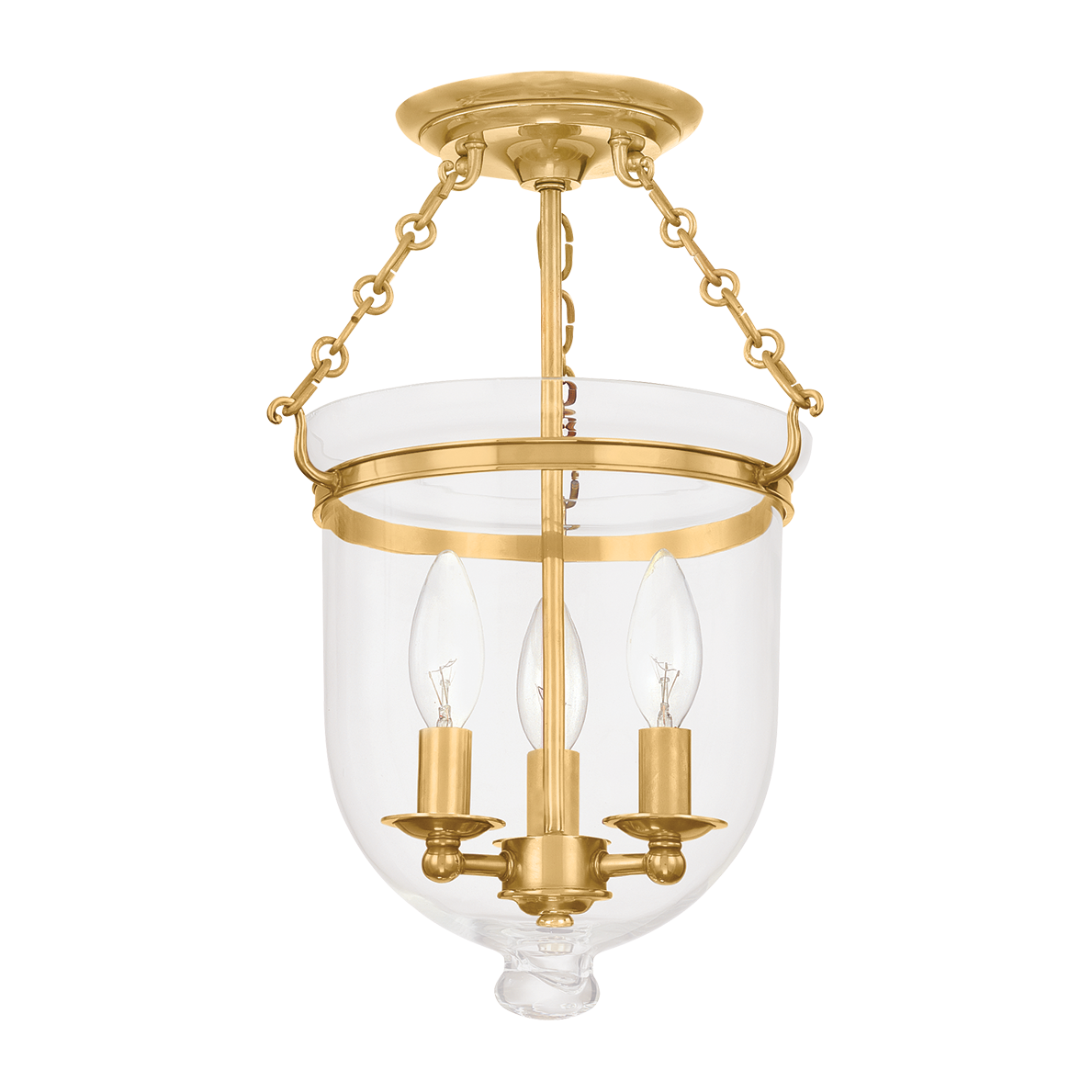 Hudson Valley Lighting Hampton 3 Light 10.25 inches Aged Brass Semi Flush Ceiling Light