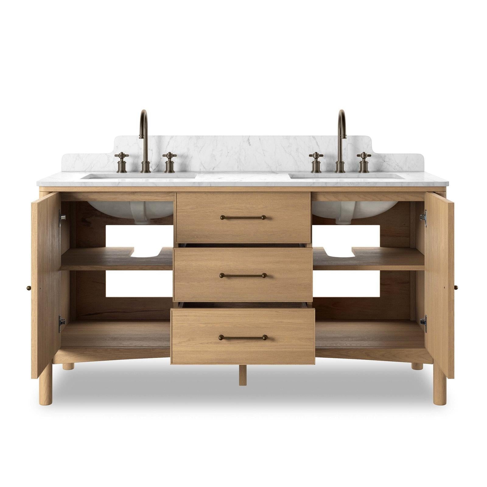 Four Hands Porter Satin Light Wash Oak Veneer Double Vanity