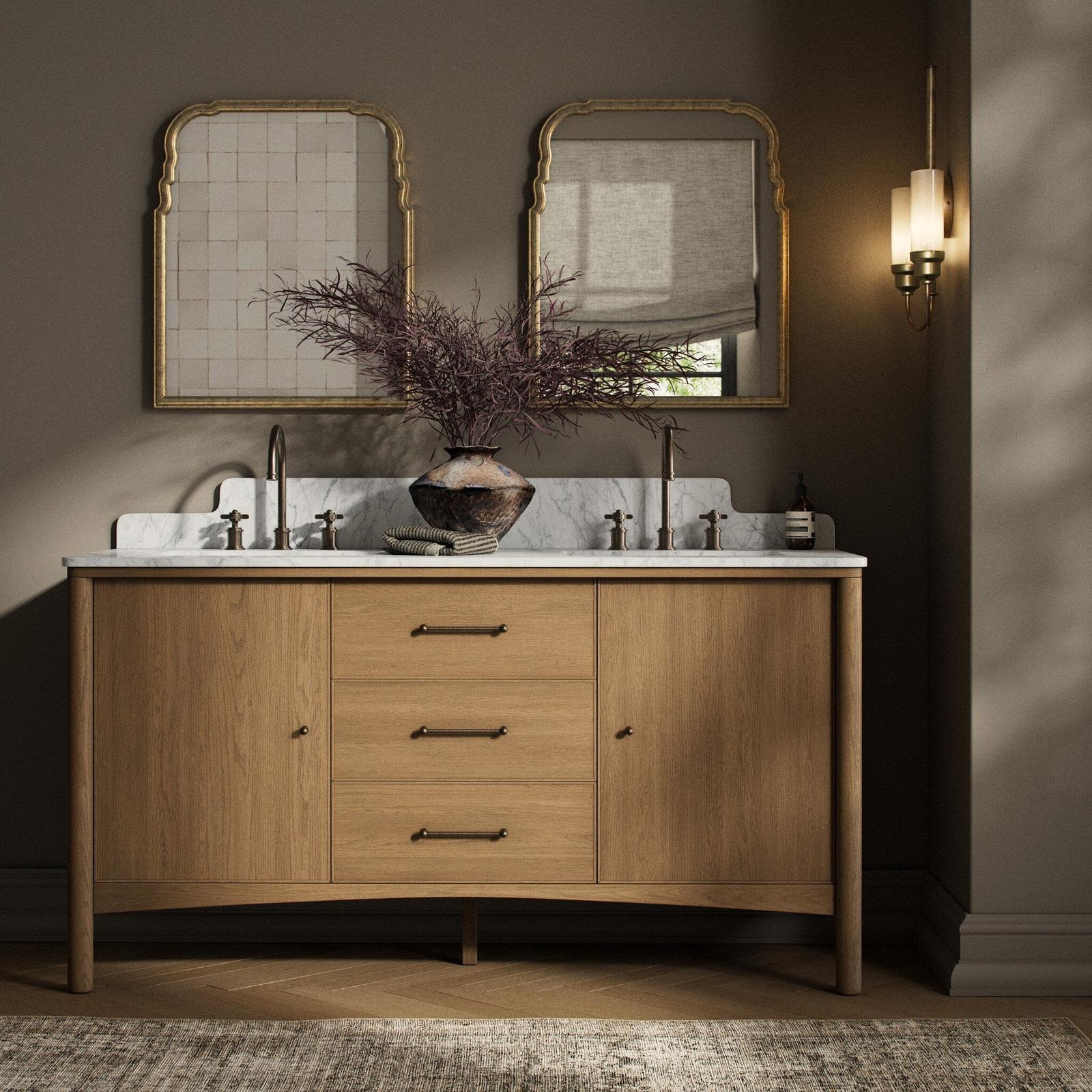 Four Hands Porter Satin Light Wash Oak Veneer Double Vanity