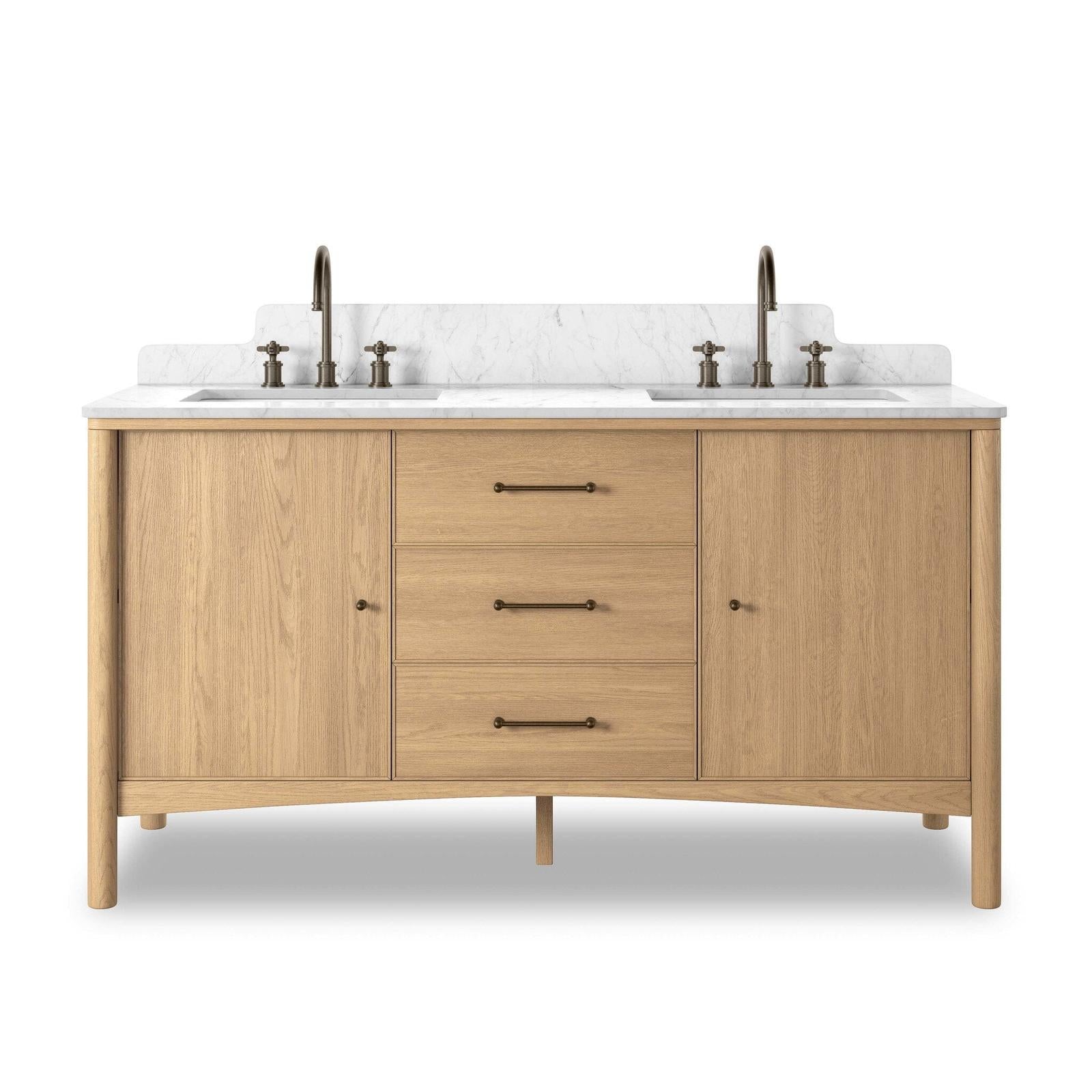 Four Hands Porter Satin Light Wash Oak Veneer Double Vanity