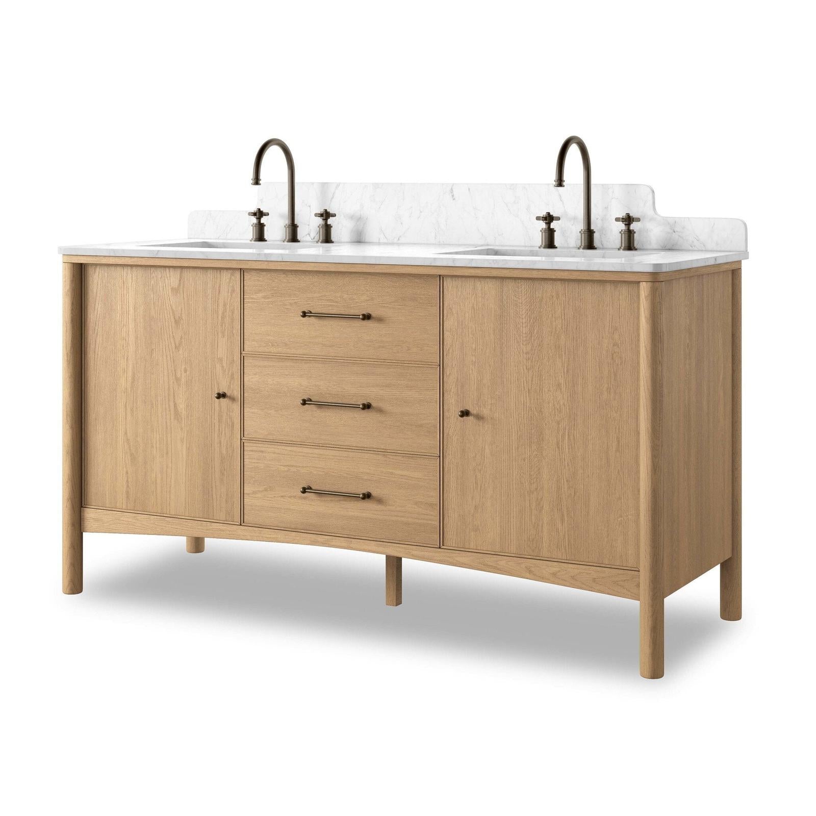 Four Hands Porter Satin Light Wash Oak Veneer Double Vanity