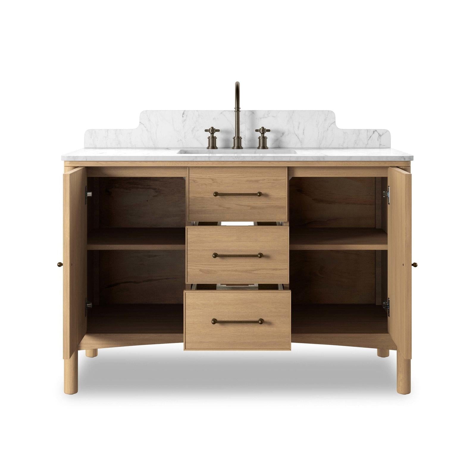 Four Hands Porter Satin Light Wash Oak Veneer Single Wide Vanity