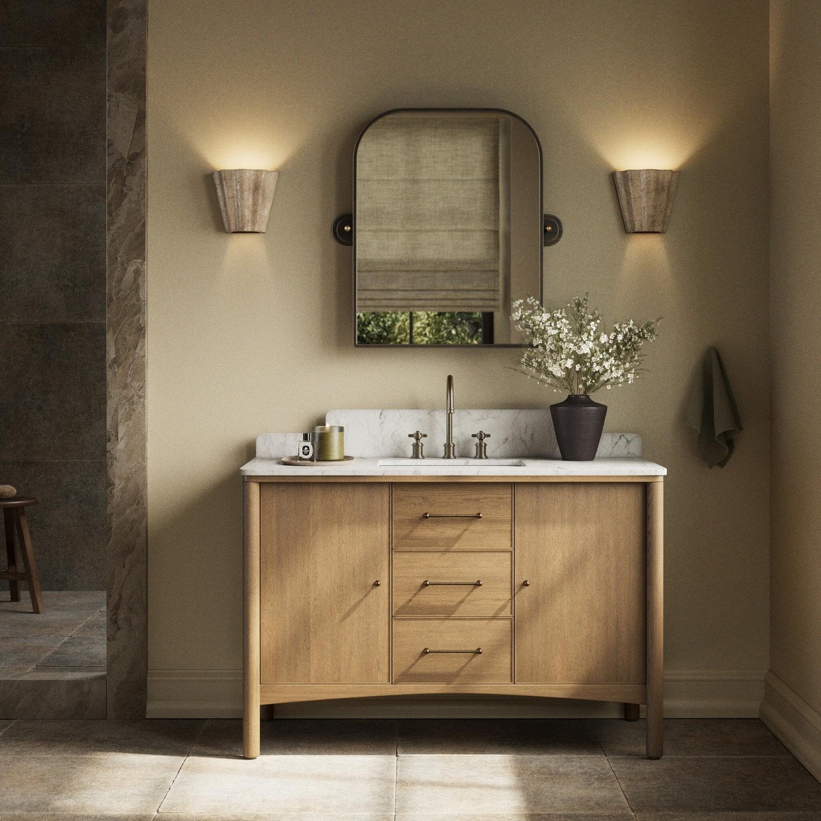 Four Hands Porter Satin Light Wash Oak Veneer Single Wide Vanity