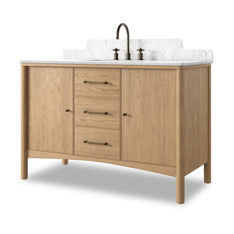 Four Hands Porter Satin Light Wash Oak Veneer Single Wide Vanity