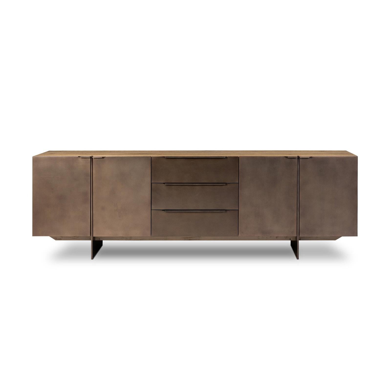 Aberdeen Media Console - Aged Smoked Oak Thin Veneer