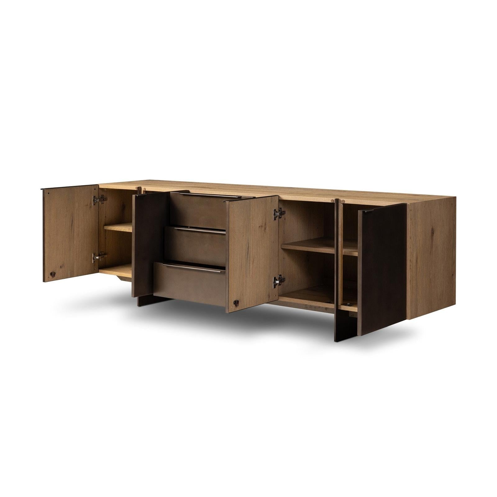 Aberdeen Media Console - Aged Smoked Oak Thin Veneer