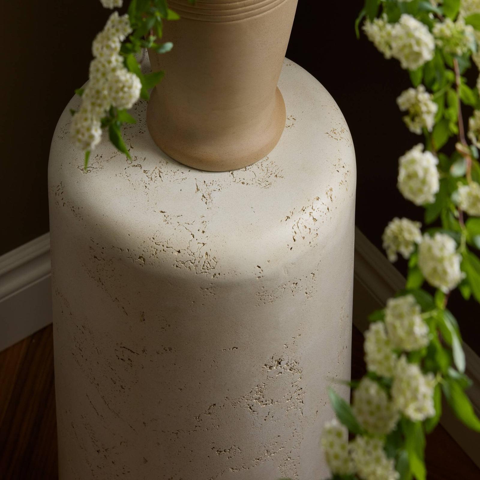 Arati Pedestal - Aged White Concrete