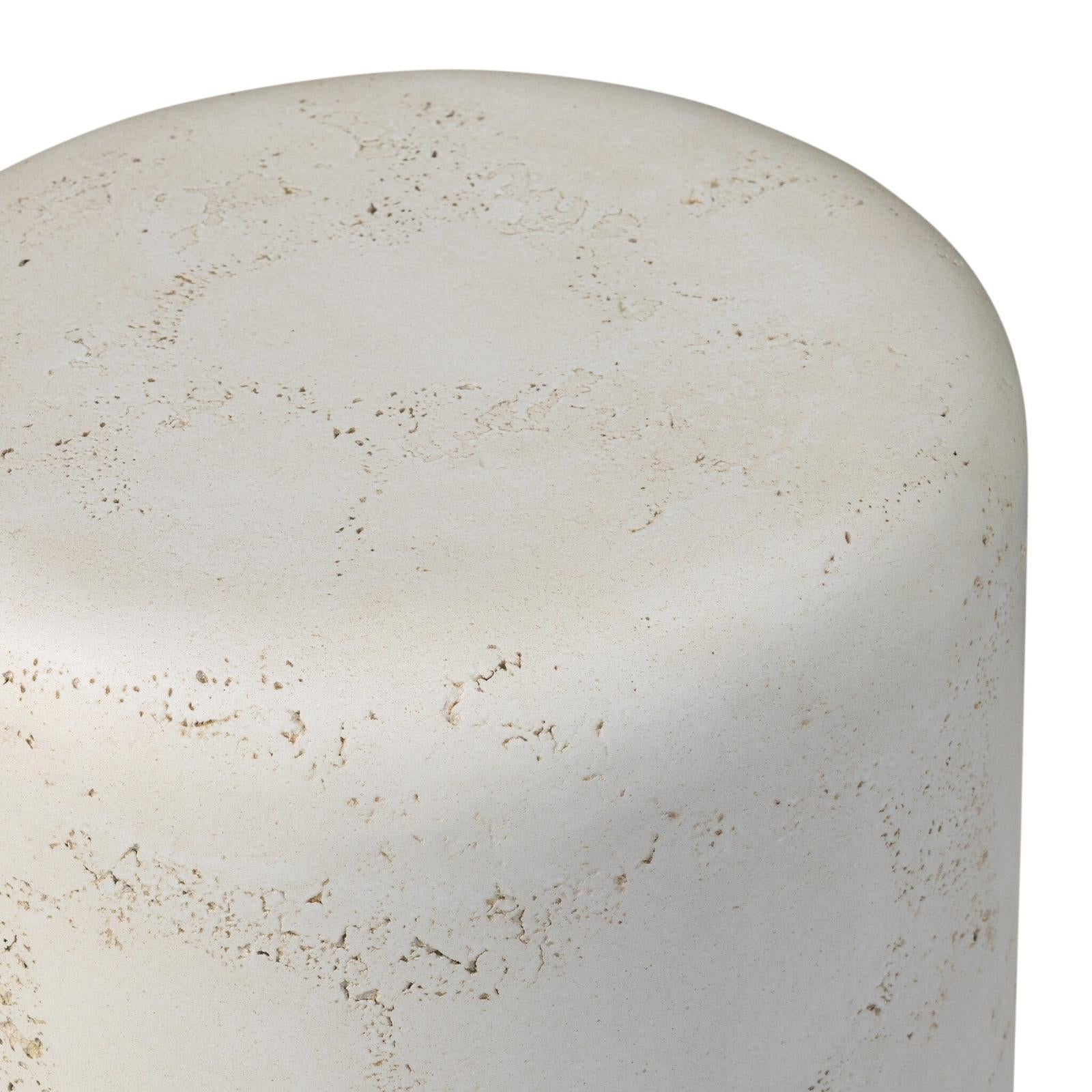 Arati Pedestal - Aged White Concrete