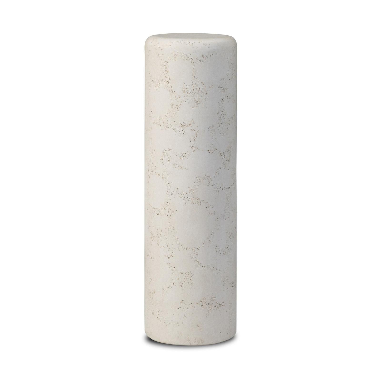 Arati Pedestal - Aged White Concrete