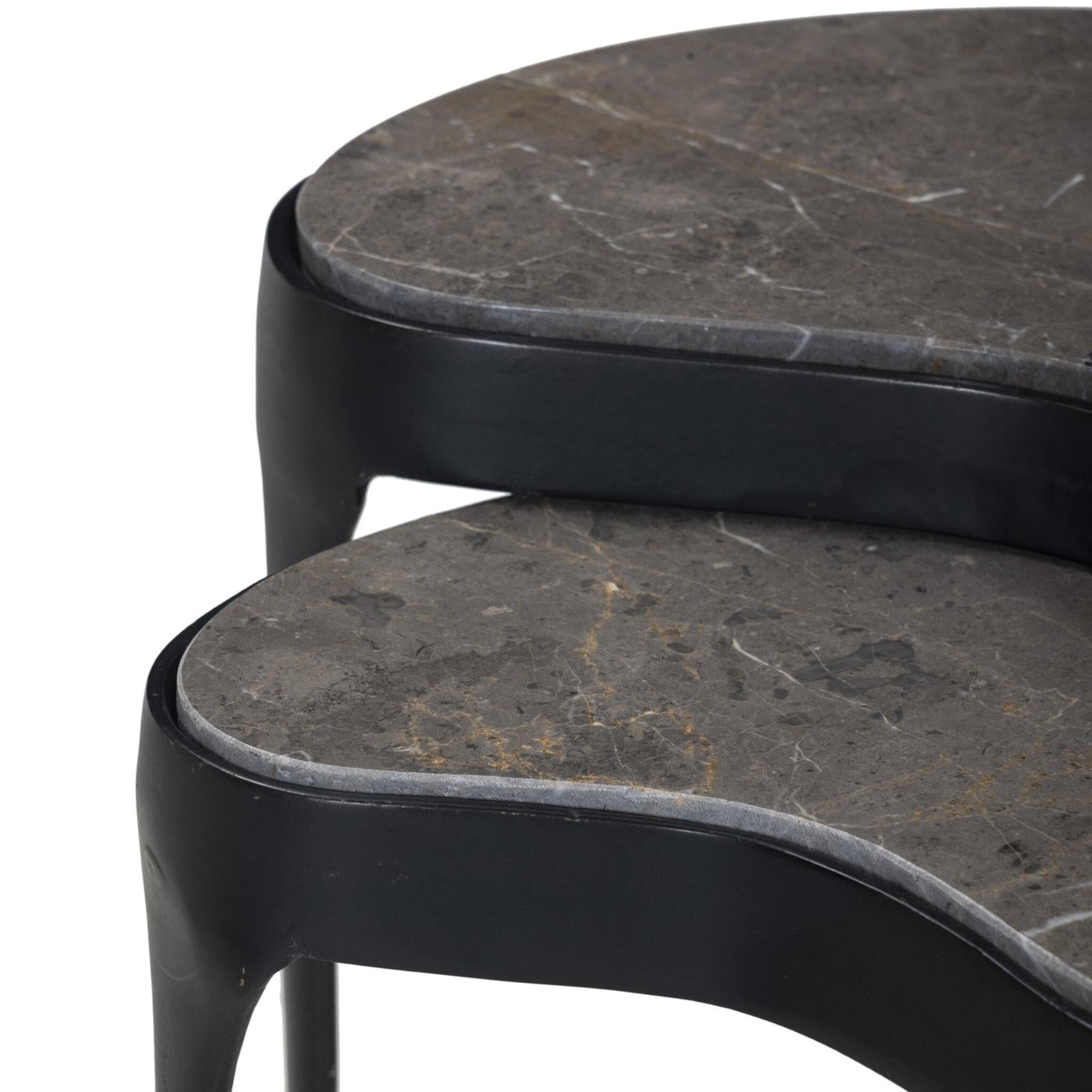 Shayla Nesting End Table - Warm Grey Marble