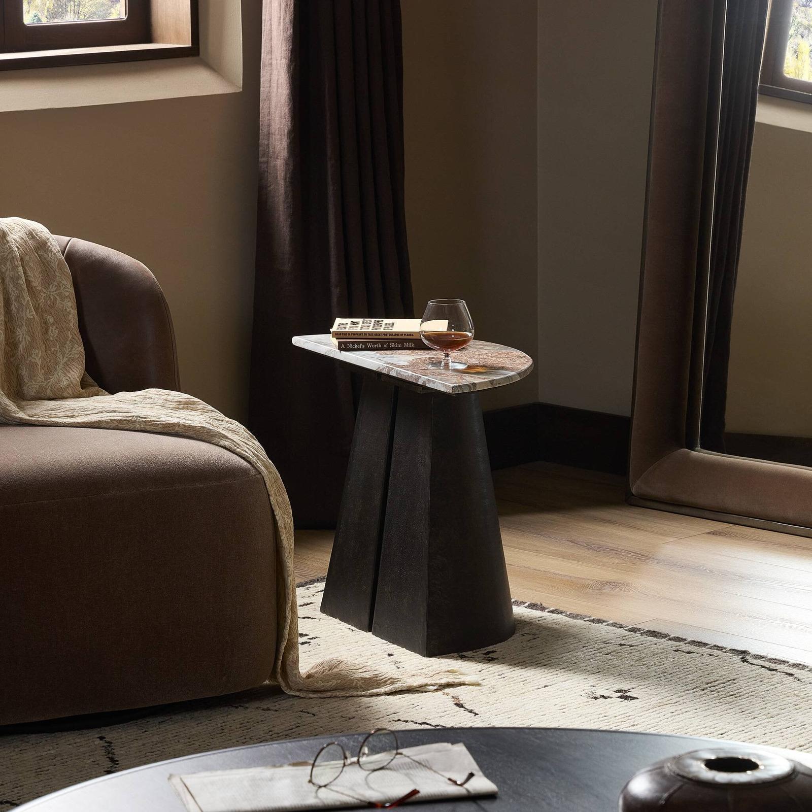Valentina End Table - Textured Smoke and Russet