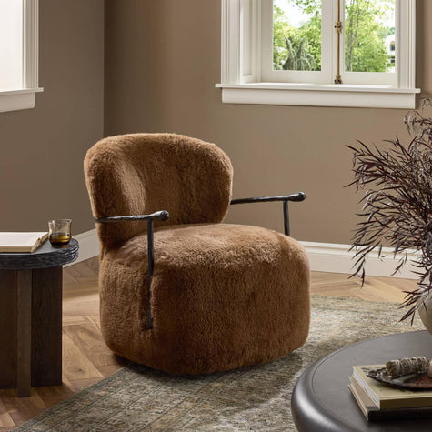 Plath Swivel Chair - Ochre Shearling