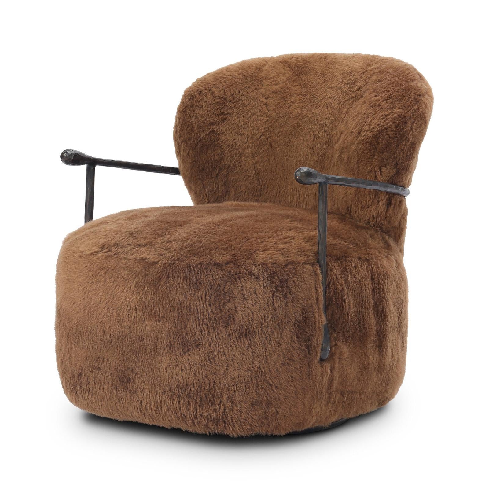 Plath Swivel Chair - Ochre Shearling