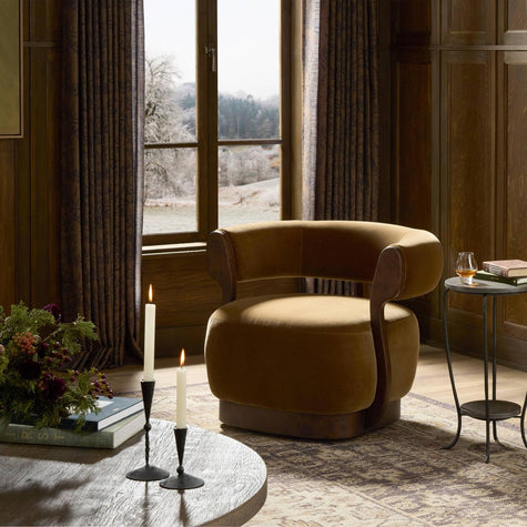 Yuri Swivel Chair - Surrey Ochre