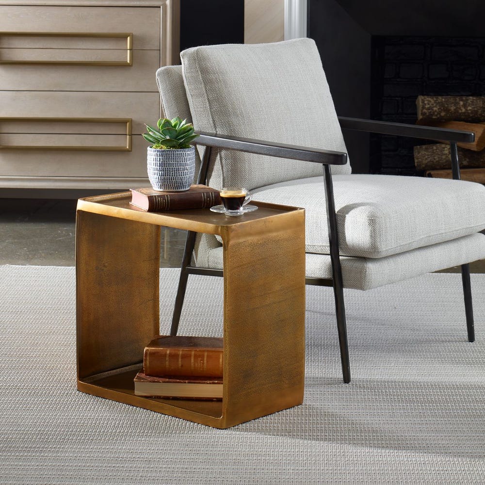 Uttermost Derwent Antique Brass Side Table