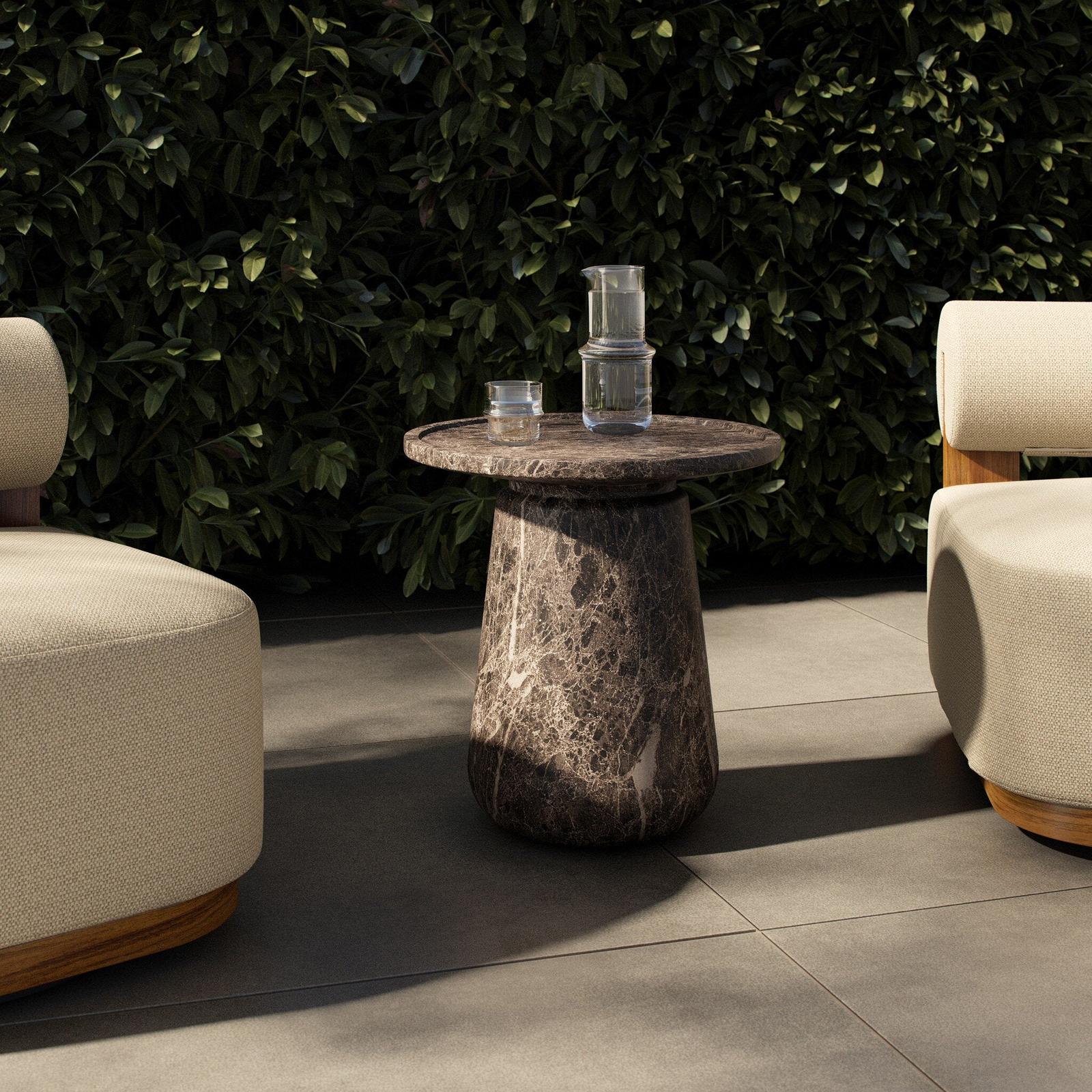 Claire Outdoor End Table - Veined Brown Concrete