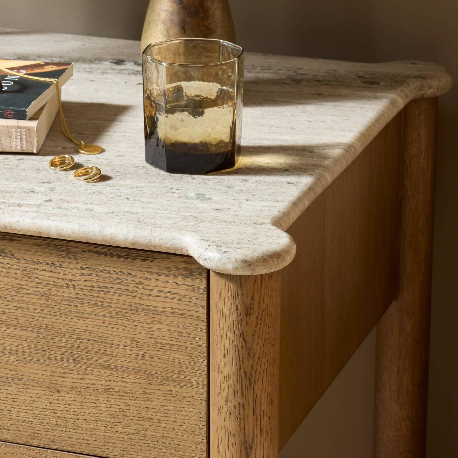 Joah Nightstand - Antique White Marble