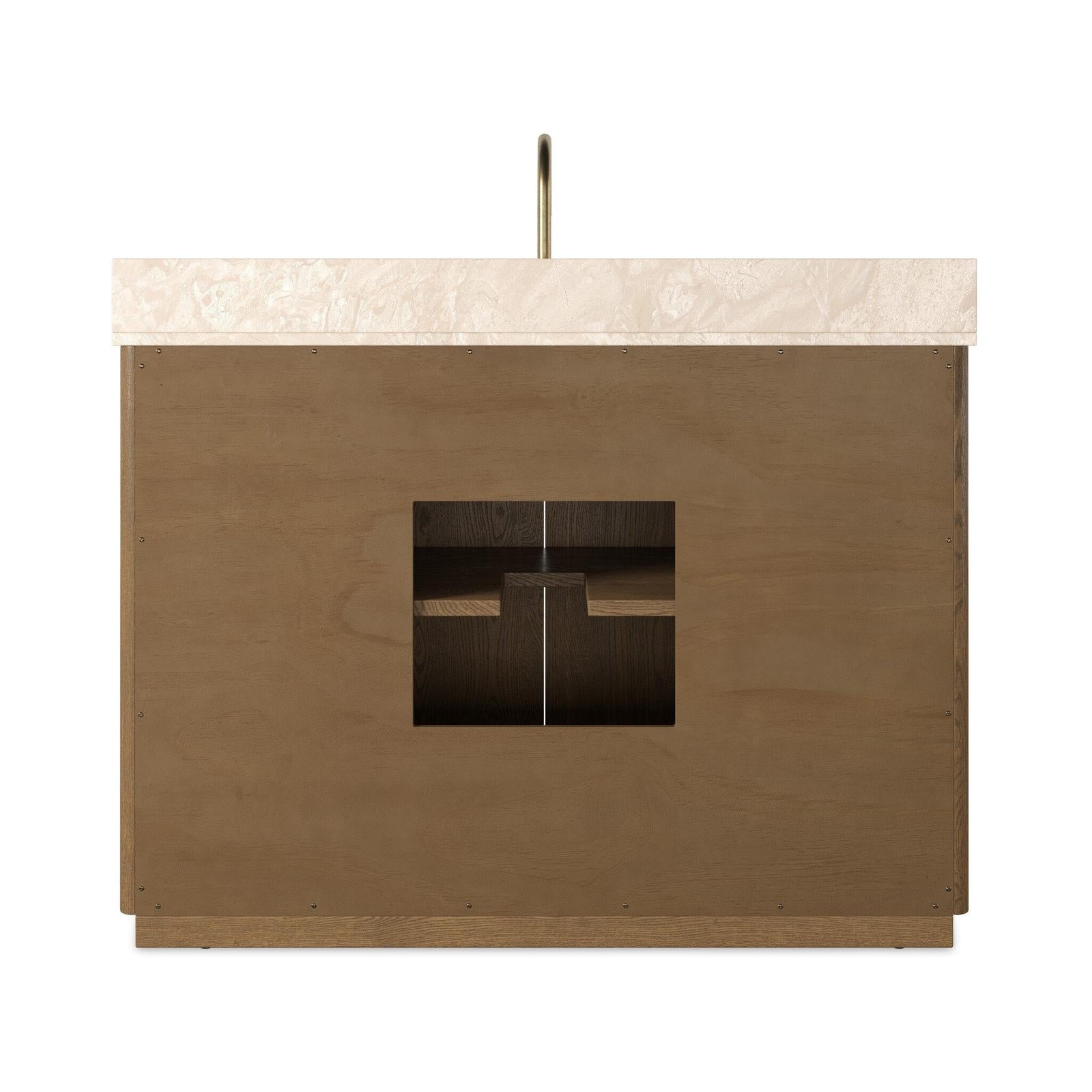 Four Hands Brookhurst Satin Drifted Oak Veneer Single Wide Vanity