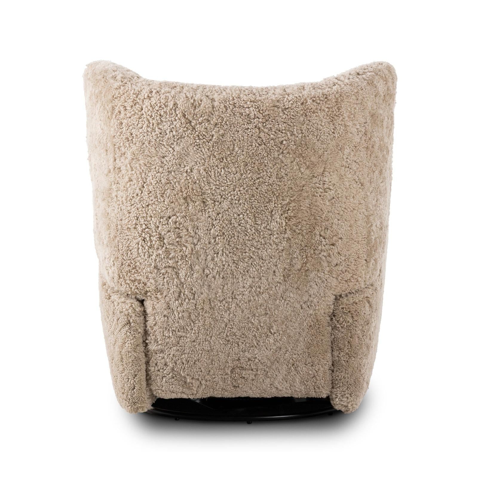 Amelie Swivel Recliner - Beige Shearling