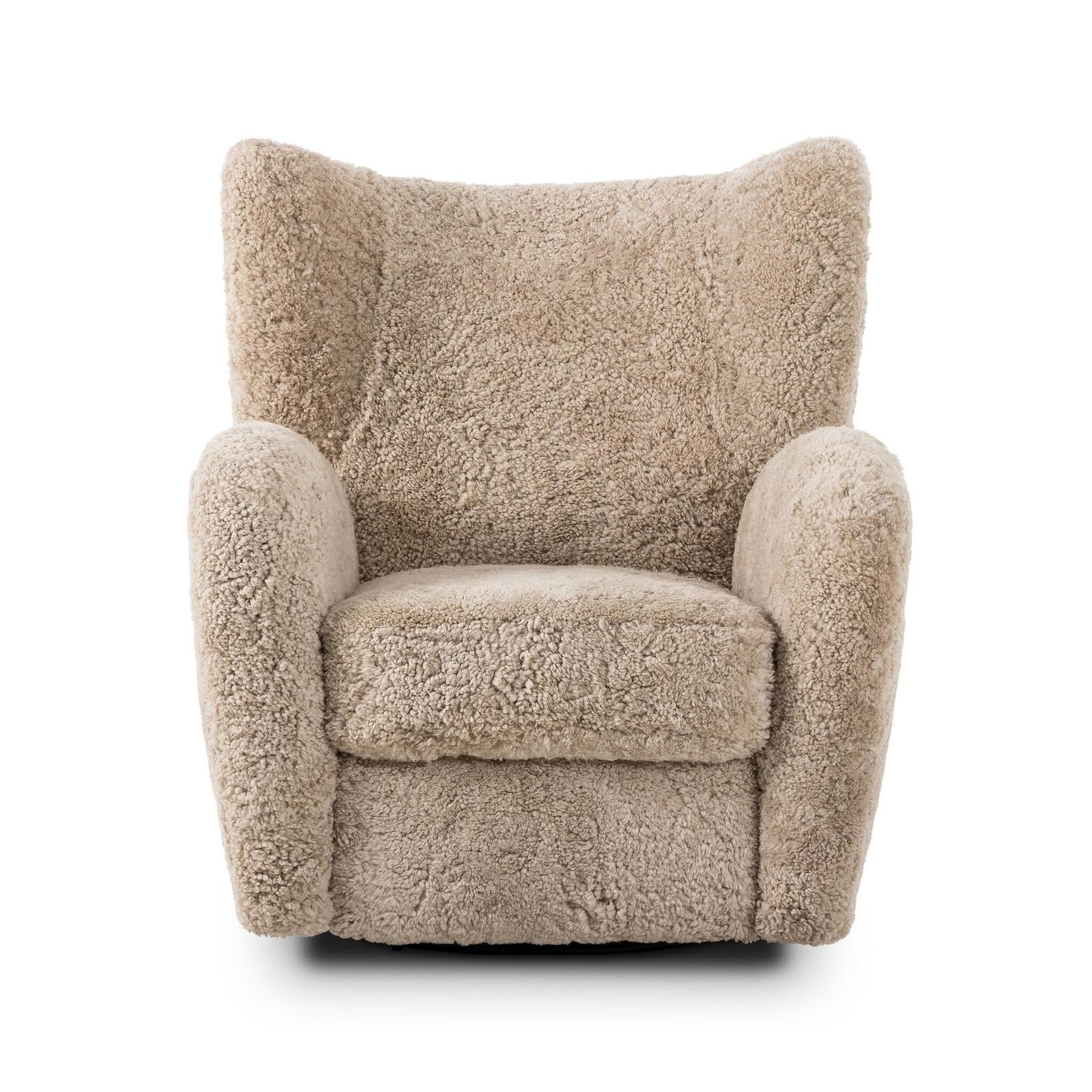 Amelie Swivel Recliner - Beige Shearling