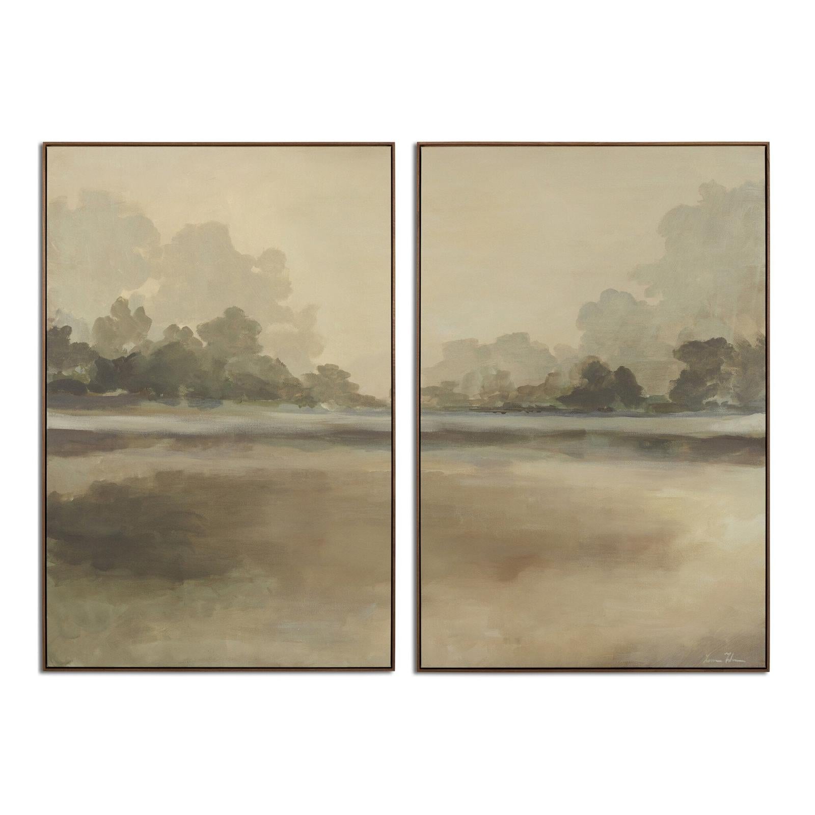 Reflections Diptych by Lauren Fuhr - Walnut Floater