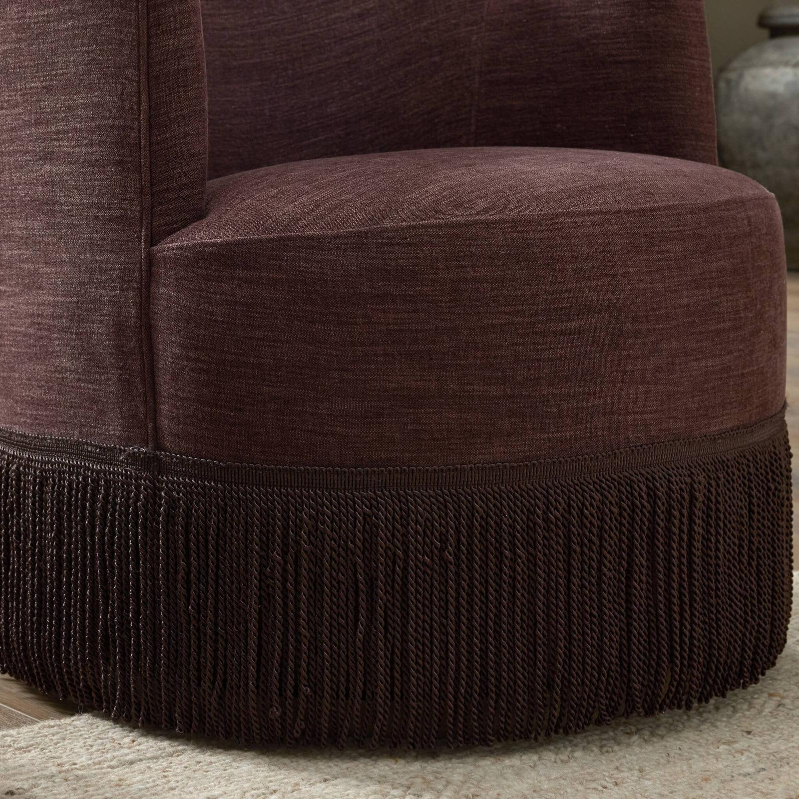 Aurora Fringe Swivel Chair - Laughlin Plum