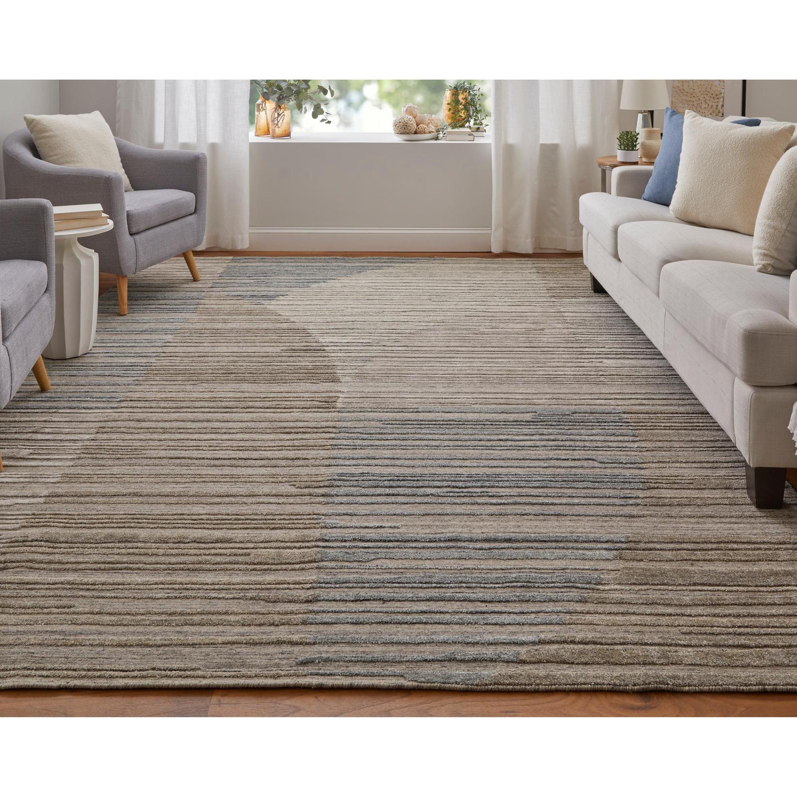 Feizy Elias 69FXF Modern Abstract Rug in Brown/Blue/Tan
