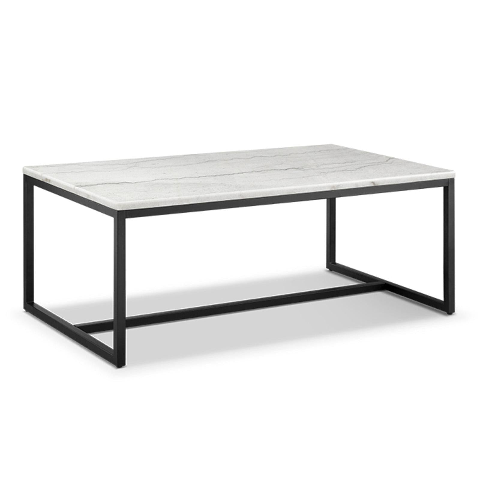 Magnussen Home Torin White Marble And Matte Black Rectangular Cocktail Table
