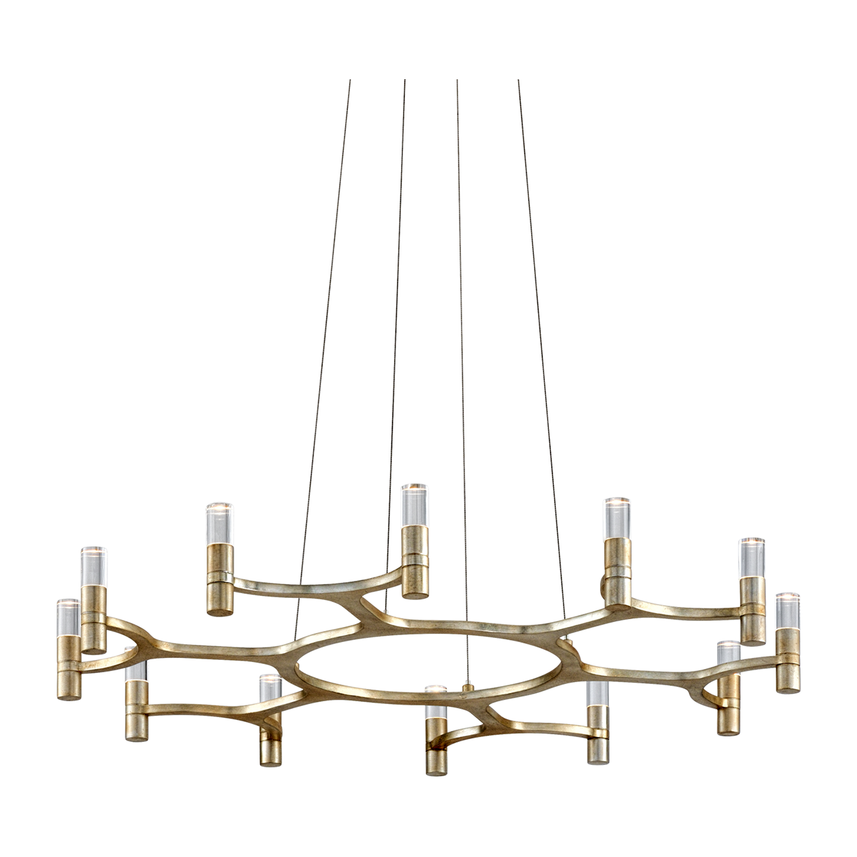 Corbett Nexus 12 Light Warm Silver Leaf Chandelier Ceiling Light
