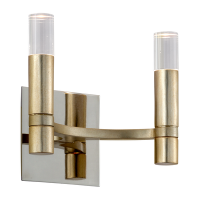 Corbett Nexus 2 Light Warm Silver Leaf Wall Sconce Wall Light Clearance