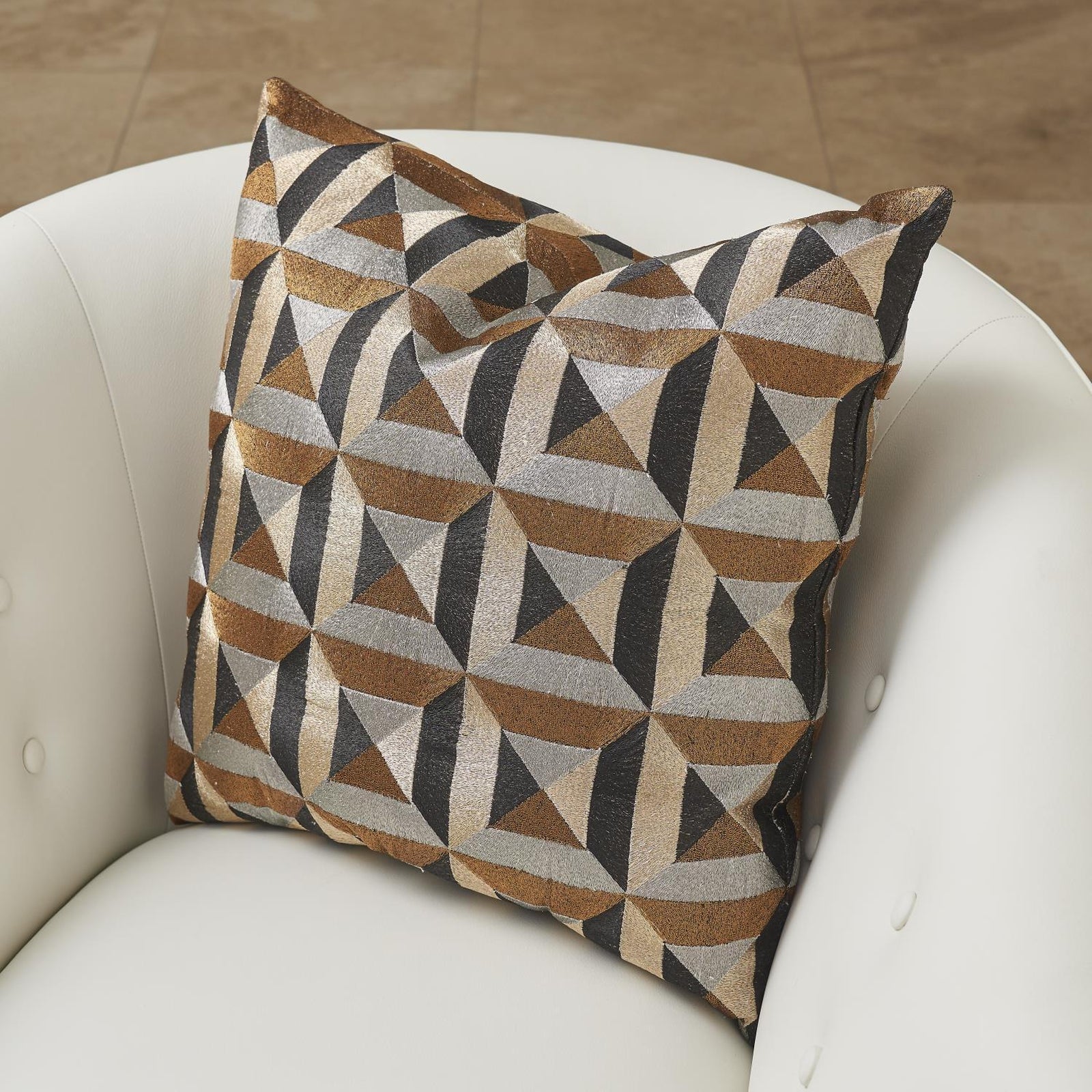 Global Views Triangle Marquetry Pillow