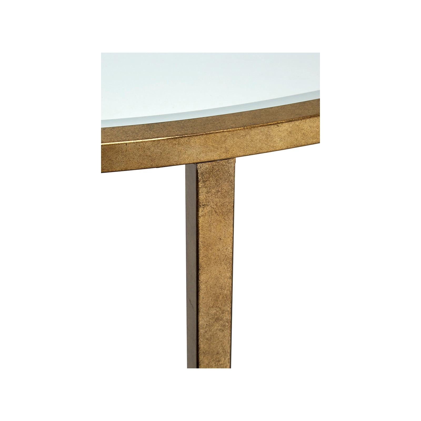 Magnussen Home Copia Antiqued Silver With Gold Tint Demilune Sofa Table