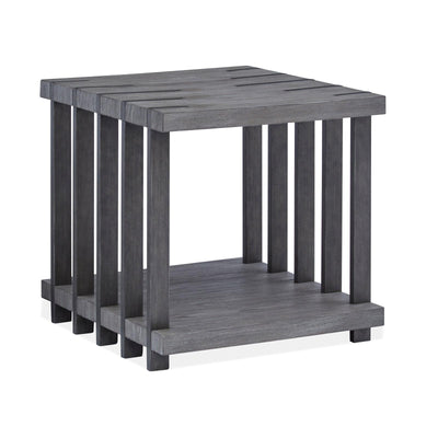 Magnussen Home Eldridge Weathered Gravel And Satin Bronze Rectangular End Table
