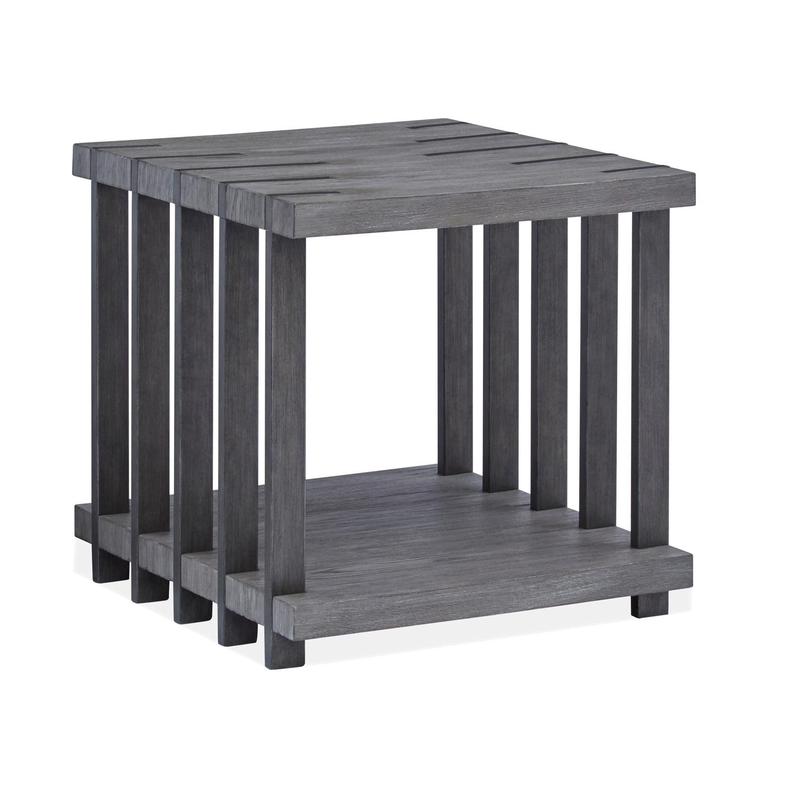 Magnussen Home Eldridge Weathered Gravel And Satin Bronze Rectangular End Table